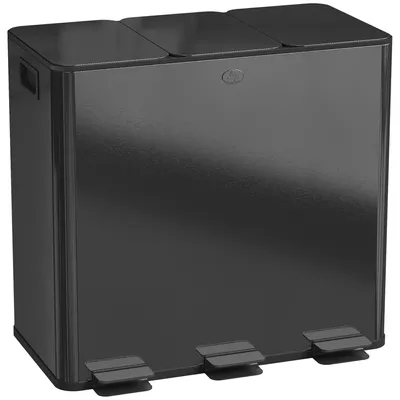 Obrázek produktu pro Kbelík, 3 kusy, objem 20 litrů, s mechanismem pomalého zavírání | Barva: černá | Rozměry: 36,6 x 61,9 x 56,7 cm