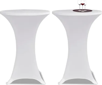 Obrázok produktu pre vidaXL 2 x obal na stôl pre barový stôl Stretch Cover Ø80 cm biely