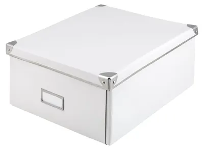 Productafbeelding van Witte doos met deksel, 36x28x17 cm - Opbergdoos, inklapbaar