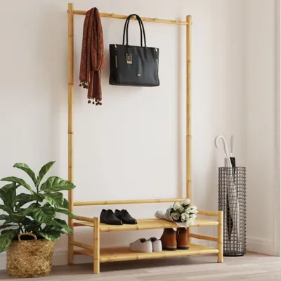 Produktbild von Möbel Kleiderständer mit Ablagen 103x40x183 cm Bambus - Garderobenständer 368032
