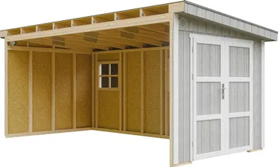 Immagine prodotto di Casetta da giardino di 11,47 m² - H231x248x530 cm - Senza pavimento e parete laterale - Timbela M940B-TUNDRA GREY