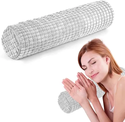 Produktbild von Nackenkissen Nackenrolle mit Bezug, 11 x 45 cm, Reisekissen mit Memory-Schaum-Plüschspitze, waschbares Nackenkissen zur Linderung von Nackenschmerzen,
