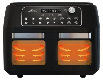 Obrázok produktu pre Fritovací hrn na vzduch s dvojitou komorou - výkon 2400 W - objem 11 litrov - nerezová oceľ