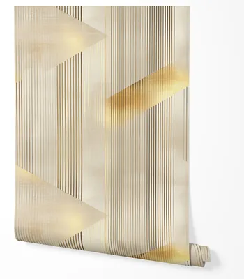 Produktbild von Selbstklebende Tapete Möbelfolie Geometrisches Muster Gold Beige Streifen Modern Elegantes Design Tapete Küche Wohnzimmer Flur Schlafzimmer 10m x 0,5m