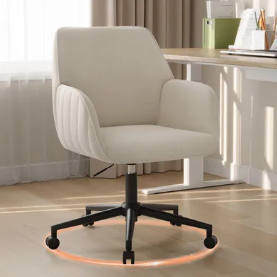 Obrázok produktu pre Kancelárska stolička, ergonomická, otočná stolička s podrúčkami, vhodná do domácnosti aj do kancelárie, nosnosť do 136 kg