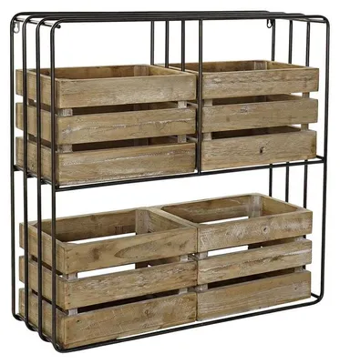 Regal, schwarz/natur, Holz und Metall, 72x22x72 cm