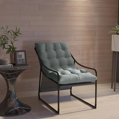Image de Fauteuil de salon d'extérieur, chaise longue de jardin rembourrée, fauteuil de détente pour balcon, gris | 62 x 110 x 88 cm | Coussin de 10 cm | Structure en acier thermolaqué