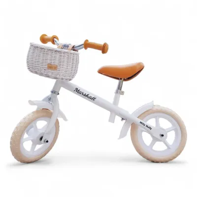 Produktbild von WikliBOX - Weidenkorb für Kinderfahrrad mit Riemen, Running, weiß, Dumpy MINI 22x16xH12 cm