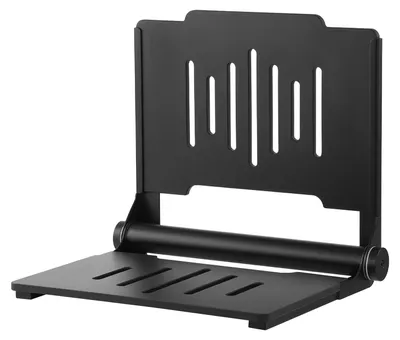 Produktbild von Klappbarer Duschsitz zur Wandmontage, 452 mm klappbare Duschbank mit stützender Rückenlehne, klappbarer Kunststoffsitz für den Badezimmerflur mit Edelstahlrahmen für Erwachsene und Senioren, Belastbarkeit 180 kg
