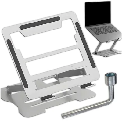 Produktbild von KRUMAD Laptop Ständer höhenverstellbar, klappbarer Notebook Ständer aus Metall, rutschfest & stabil, für Schreibtisch Sofa Bett, bis 8 kg
