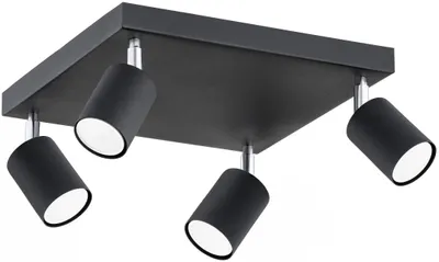 Produktbild von KAR-LIGHTING Deckenstrahler 4-flammig Schwarz, Metall GU10 – 30×30×15 cm – schwenkbare Spotlampe für Küche & Wohnzimmer