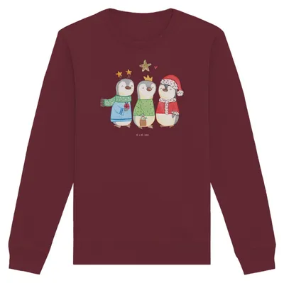 Produktbild von Mr. & Mrs. Panda Baumwoll Sweatshirt Winterzeit Heilige drei Könige Größe XL - Burgundy - Geschenk, Pullover, Bio, Winter, Weihnachtsmann, Sweater, Weihnachten, Pulli