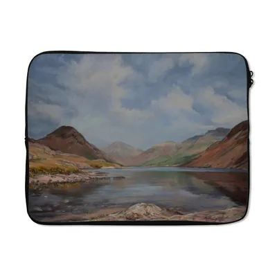 Produktbild von MuchoWow® Laptop Hülle 17 Zoll Laptoptasche Ölgemälde Bergsee - Zipper - Schutzabdeckung