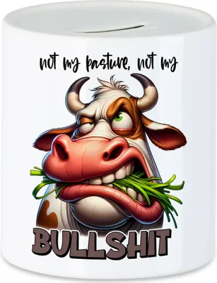 Produktbild von Not My Pasture Not My Bullshit Spardose Lustige Kuh Freche Spruch Humor Sarkasmus Geschenkidee