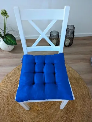 Produktbild von Sitzkissen PREMIUM Blau 6 cm Dicke Stuhlkissen Kissen Stuhl Sitzpolster Dekokissen