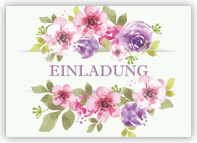 Produktbild von 4x Elegante florale Einladungskarte mit üppigen Blumen: Einladung - zum Geburtstag, Konfirmation, Firmung
