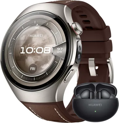 Produktbild von HUAWEI Watch 5 Smartwatch FreeBuds 6i Schwarz mit X TAP Health Sensor AMOLED Display GPS SpO2 eSIM 5ATM wasserdicht für iOS Android 30 Monate Garant