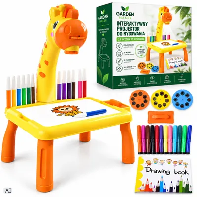 Immagine prodotto di Tavolino Da Disegno Bambini LED 24 Modelli 3 Dischi 12 Pennarelli Giocattolo Creativo Per Precisione Manualità E Coordinazione Dai 3 Anni