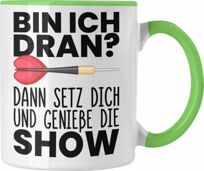 Produktbild von Trendation - Dart Geschenk Tasse Kaffeetasse Dartspieler Geschenkidee Darts Geschenke für Männer Frauen (Grün)