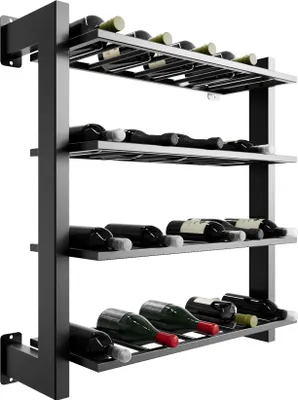 Produktbild von MetaloPro Weinregal Canary - Metall Schwarzes Regal Für 36 Weinflaschen Für Küche, Keller Oder Bar - 90x80x30cm