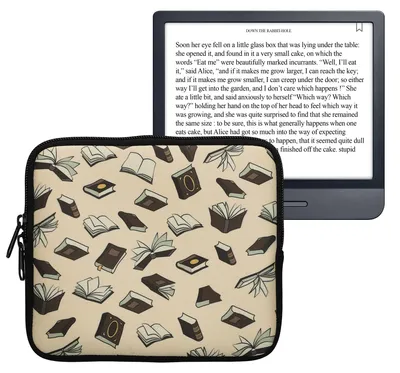 Produktbild von kwmobile Tasche für eReader - Neopren Hülle Schutzhülle Bücher und Seiten Beige Braun Gold - Innenmaße