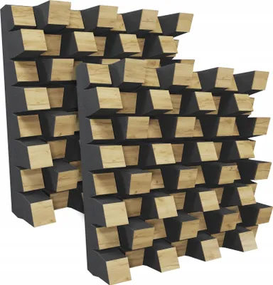 Produktbild von 2 Stück Akustik-Studiodiffusor „Sirius“ | 2D QRD 50x50x15cm | Farbe: Eiche