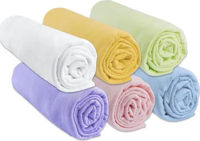 Zdjęcie produktu dla Prześcieradło z gumką 70 x 140 cm, 100% bawełna dżersejowa, wielokolorowe (zestaw 6 sztuk)