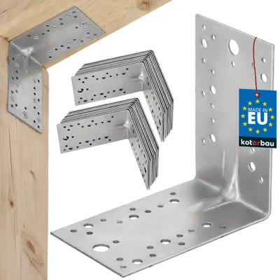Obrázok produktu pre KOTARBAU® Sada 25 ks uhlových spojok, regálové uholníky 150 x 150 x 90 mm, uholníky pre ťažké zaťaženie, oporné uholníky, vystužené kovové uholníky, stavebné spojky, pozinkovaná oceľ