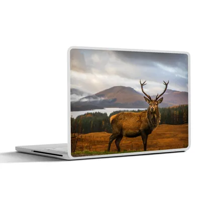 Produktbild von MuchoWow® Laptop Aufkleber Sticker Cover Hirsche - Berge - Wasser - Landschaft - Tiere - Bäume 30x22 cm - Laptop-Sticker