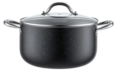 Image de Marmite à soupe SucceBuy en alliage d'aluminium de 7,6 L avec revêtement antiadhésif et couvercle en verre, sans PFOA ni PFAS, compatible avec les cuisinières à gaz, à induction et électriques, idéale pour les soupes, les ragoûts et les pâtes