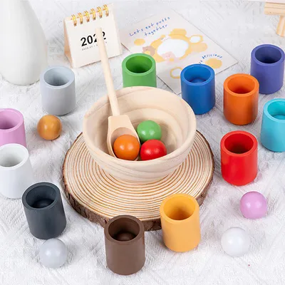 Produktbild von Sensorisches Spielzeug für Kinder, Spiel Holzklassifikation Stapelspielzeug,  Lernspielzeug für Farbklassifizierung und Zählen