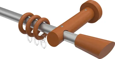 Produktbild von Interdeco Gardinenstange / Vorhangstange Silbergrau / Kirschbaum lackiert, Typ Talena Bero (Konus Schräge), 20 mm Ø 1-läufig, 260 cm