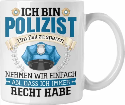 Produktbild von Trendation - Polizist Tasse Geschenk Lustiger Spruch Männer Bester Polizei (Weiß)