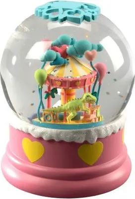 Productafbeelding van Sneeuwlantaarn dino 16.5x12.5cm led roze Konstsmide