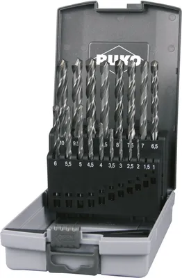 Produktbild von RUKO Spiralbohrer-Satz DIN 338 Typ N, mit eingelöteten HM-Schneidplatten in Kunststoffkassette - 17 tlg. - 815214RO