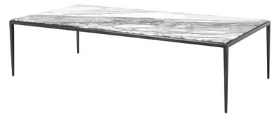 Produktbild von Casa Padrino Couchtisch in bronze mit weißer Marmorplatte 160 x 78 x H. 40 cm - Luxus Wohnzimmermöbel