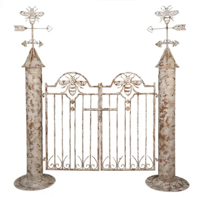 Zdjęcie produktu dla Clayre & Eef Brama ogrodowa 164x40x172 cm biało-brązowa metalowa