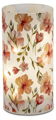 Produktbild von formano LED Deko Licht Blumenzeit Zylinder Glas 16 cm Blumen Motiv Timer 6h/18h