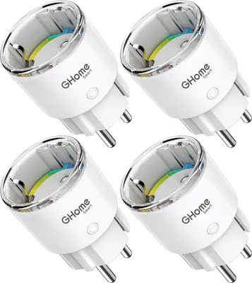 Produktbild von GHome Smart Steckdose mit Stromverbrauchsmessung, Kompakt 10A, 4er Pack