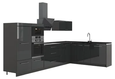 Productafbeelding van Hoekkeuken Vicco Fame-Line Antraciet Hoogglans/Antraciet 347 x 207 cm zonder werkblad, Model 63560