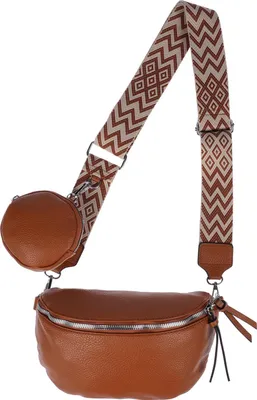 Produktbild von Christian Wippermann leichte Damen Tasche Schultertasche Umhängetasche Crossover Bag Leder Optik Handtasche Cognac