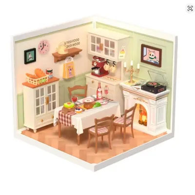Produktbild von FORSMANO Warm Dining Room 3D-Block-Sets mit 150 Puzzleteilen, Kinderpuzzles, Haus & Garten, Kunststoff Puppenhaus für Weihnachtsgeschenke Familie