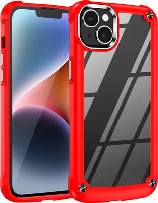 Produktbild von Hülle für iPhone 15 Hybrid Transparente PC Robust TPU Bumper Stoßfest Schutzhülle Rot Schwarz