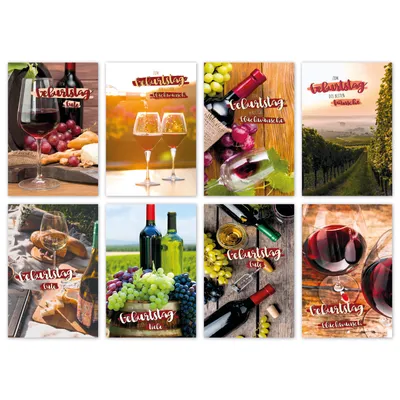 Produktbild von Geburtstagskarten 100er Set Geburtstag Glückwunschkarten Wein Grußkarten mit Umschlag 11,5 x 17,5 cm