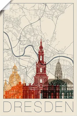 Produktbild von ARTland Poster Retro Karte Dresden Größe: 60x90 cm