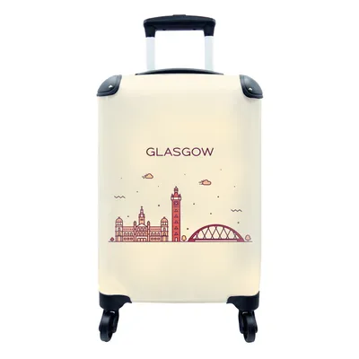 Produktbild von MuchoWow® Koffer Handgepäck Trolley Rollkoffer Kleine Reisekoffer mit 4 Rollen - Schottland - Skyline - Glasgow - Cabin Size < 55x40x23 cm & 55x40x20 cm - Fotokoffer - Kabinenkoffer - Boardgepäck - Reise-Box - Reisekoffer - Reisegepäck - Koffer mit Bild - Trolley für Kinder
