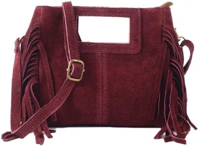 Image de Sac bandoulière en suède Giuliano - Suédé - Fabriqué en Italie - Femme - Bordeaux