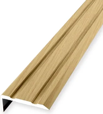 Produktbild von Treppenkantenprofil 10 x 24.5 x 900 mm Treppenkante Winkelleiste Treppenprofil Aluminium eloxiert Geriffelt Selbstklebend Eiche hell Küberit