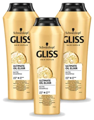 Productafbeelding van 3 x Gliss Kur Ultimate Oil Elixir Shampoo - 250 ml - Voordeelverpakking - 3 stuks