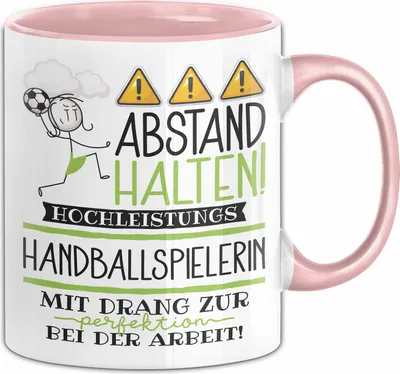 Produktbild von Handballspielerin Tasse Geschenk Lustig Abstand Halten Hochleistungs-Handballspielerin Mit Drang Zur Perfektion Bei Der Arbeit (Rosa)